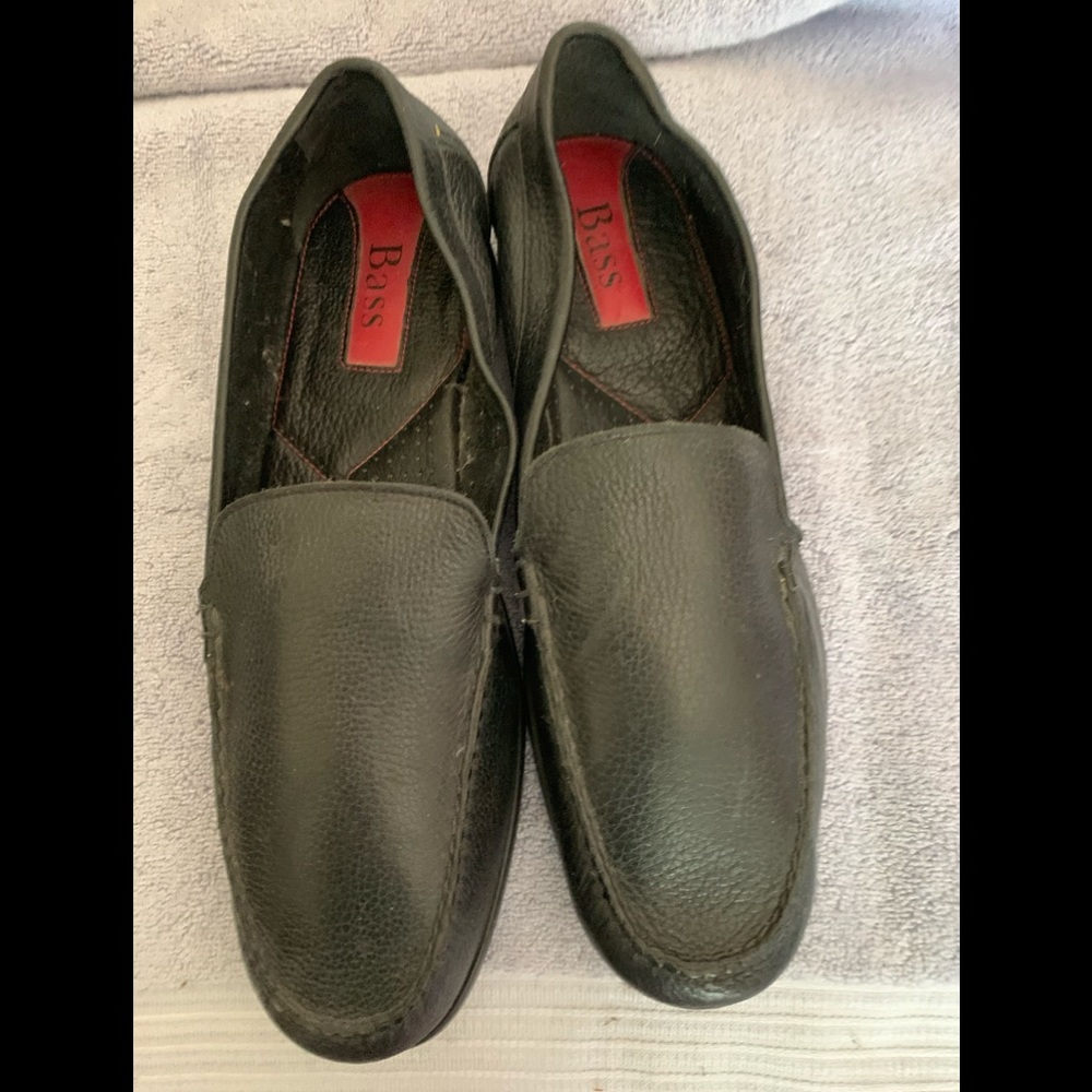 Bass black soft leather Crockett loafers brand bew